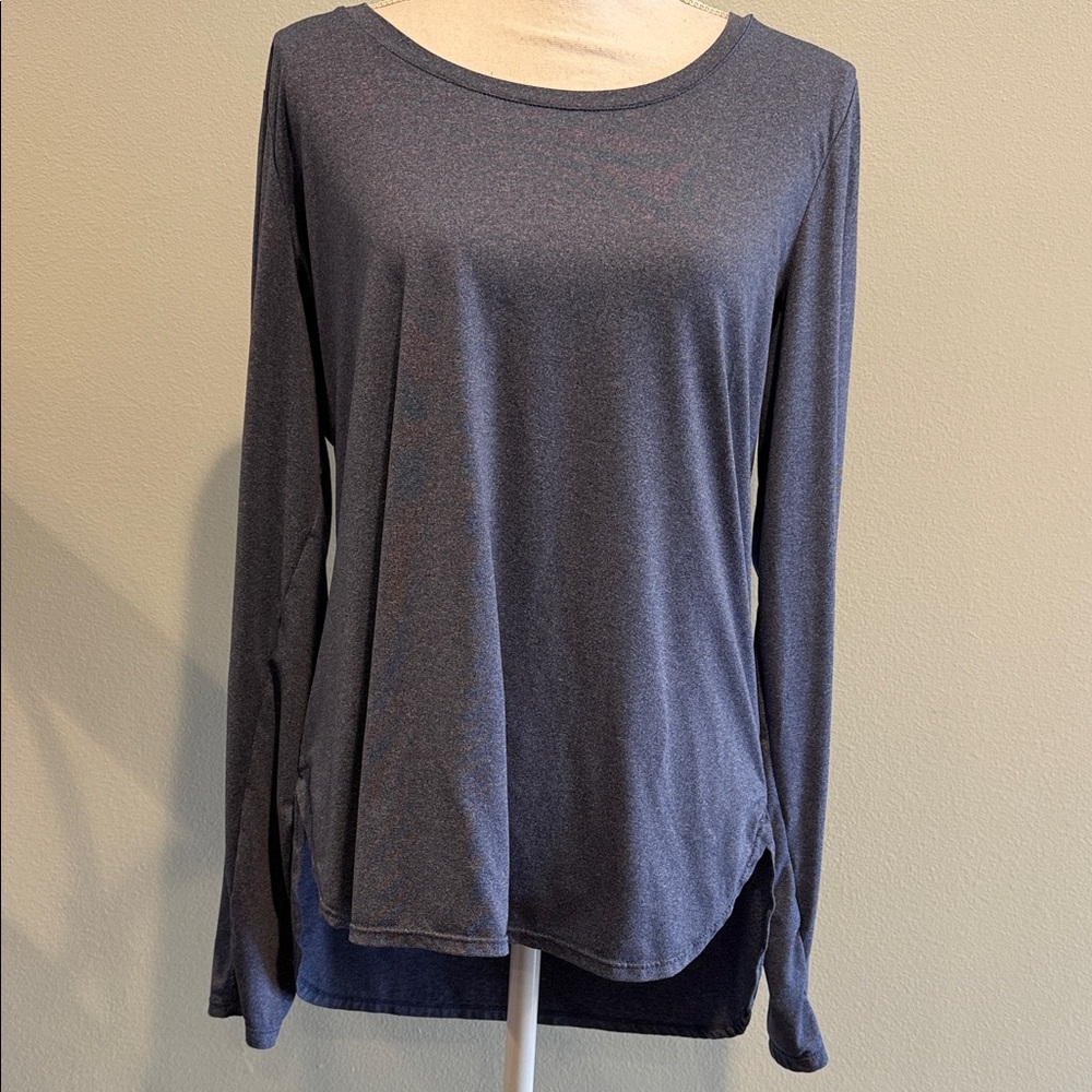 REBOCK XL Women's Long Sleeve Blue Workout Top